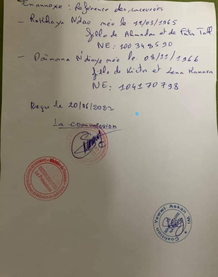 Explosive : La CENA atteste que la liste de Benno Book Yaakaar n'a pas respecté la parité (YAW)