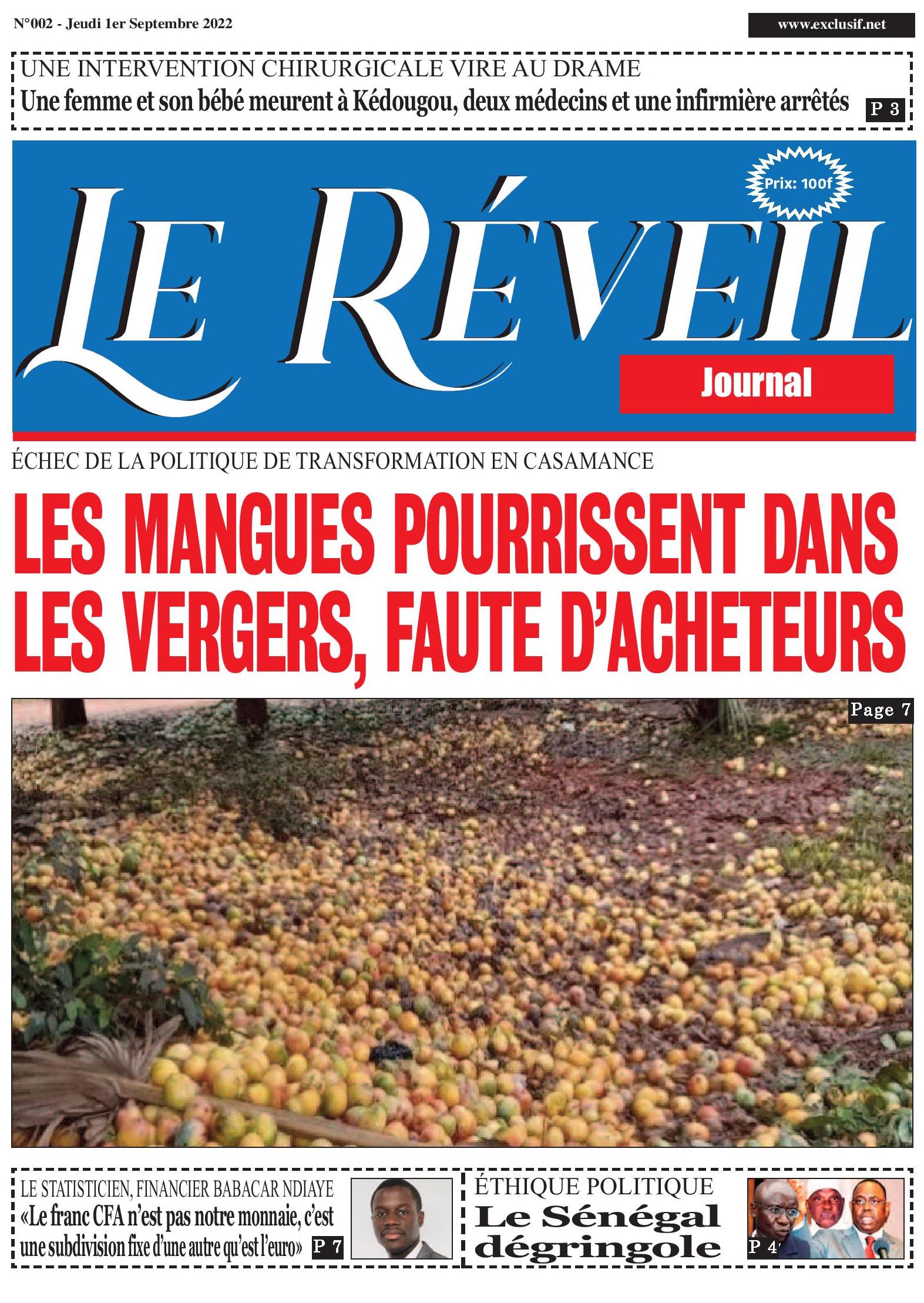 Le Quotidien "Le Réveil" du Jeudi O1 Septembre 2022