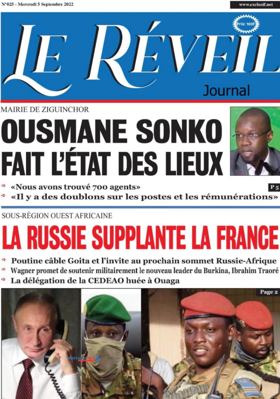  Le Quotidien "Le Réveil" du Mercredi 05 octobre 2022