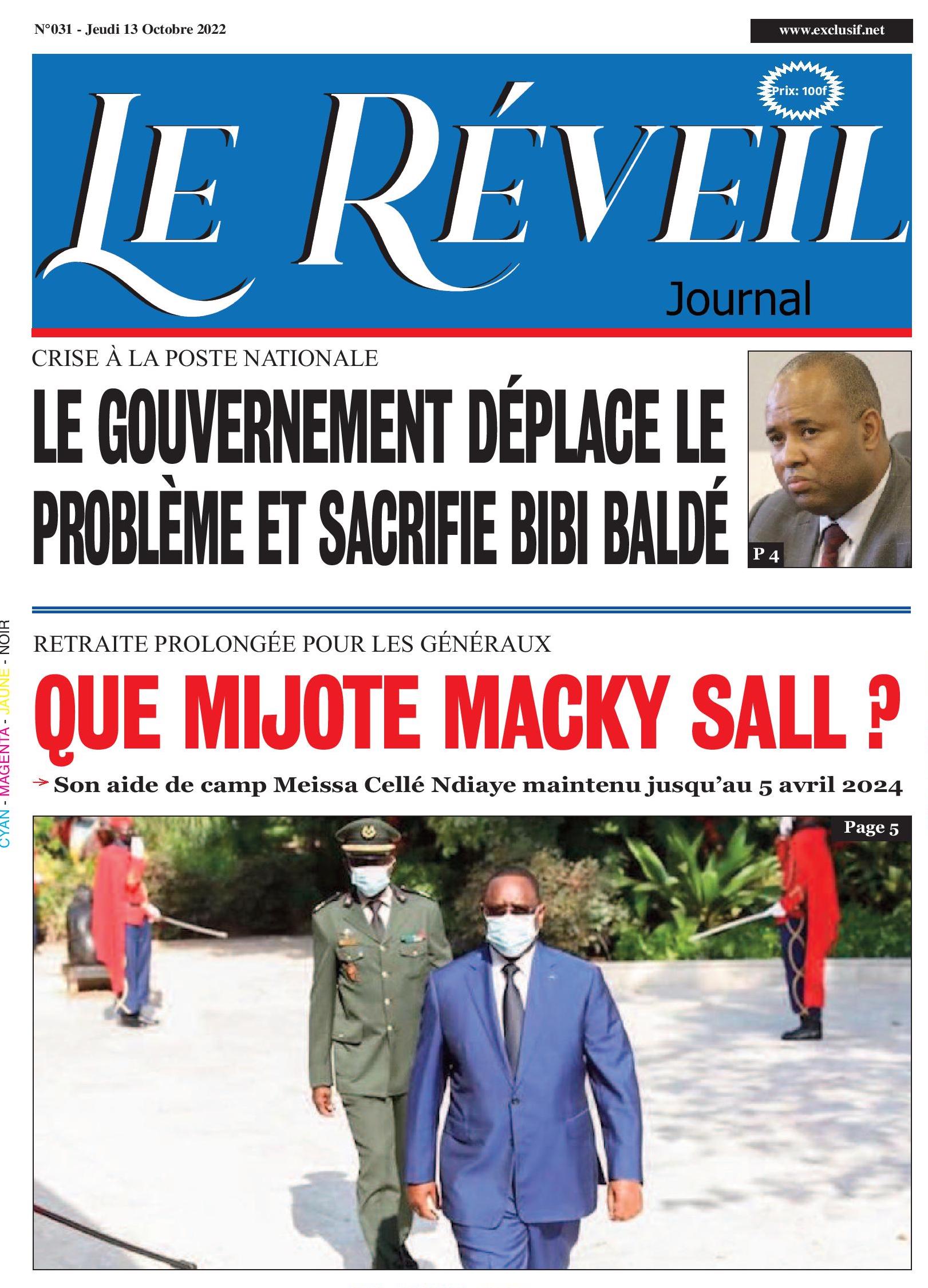 Le Quotidien "Le Réveil" du Jeudi 13 Octobre 2022