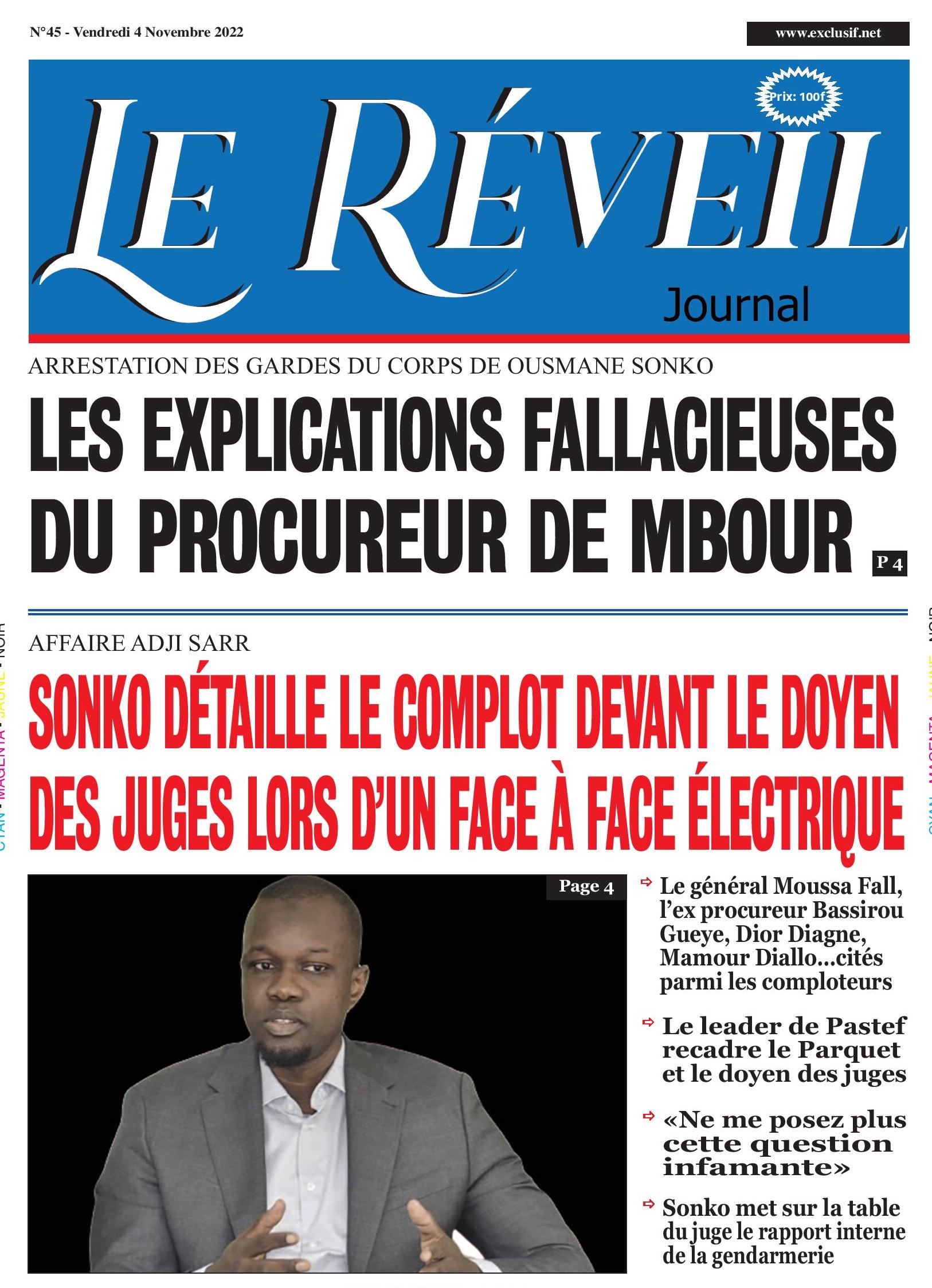 Le Quotidien "Le Réveil" du Vendredi 04 Novembre 2022