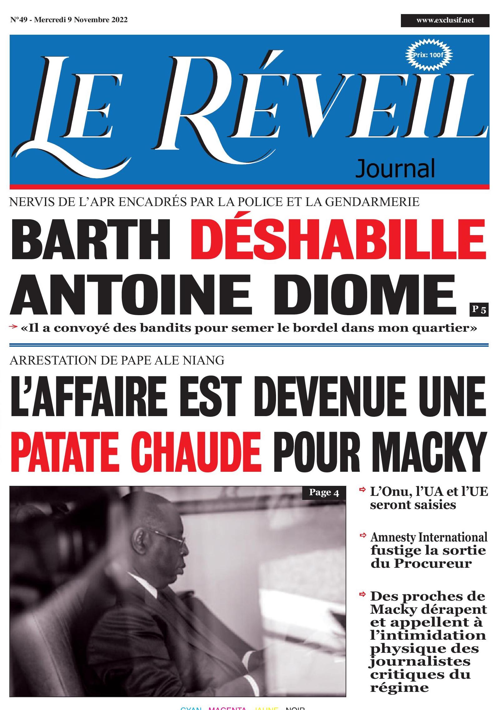 Le Quotidien "Le Réveil" du Mercredi 09 Novembre 2022