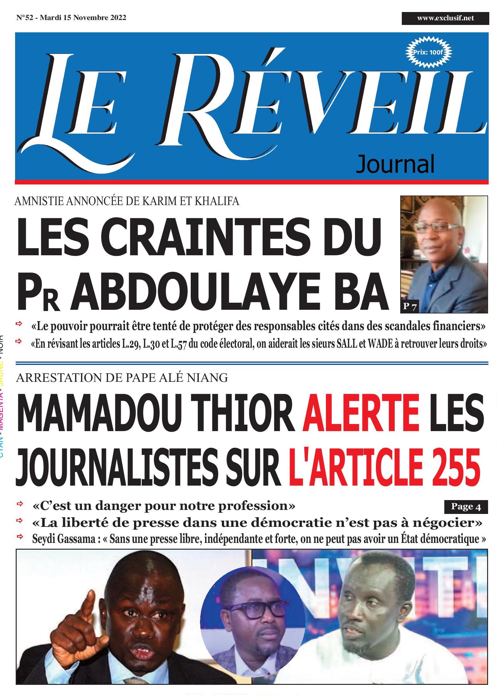 Le Réveil Quotidien du mardi 15 novembre 2022