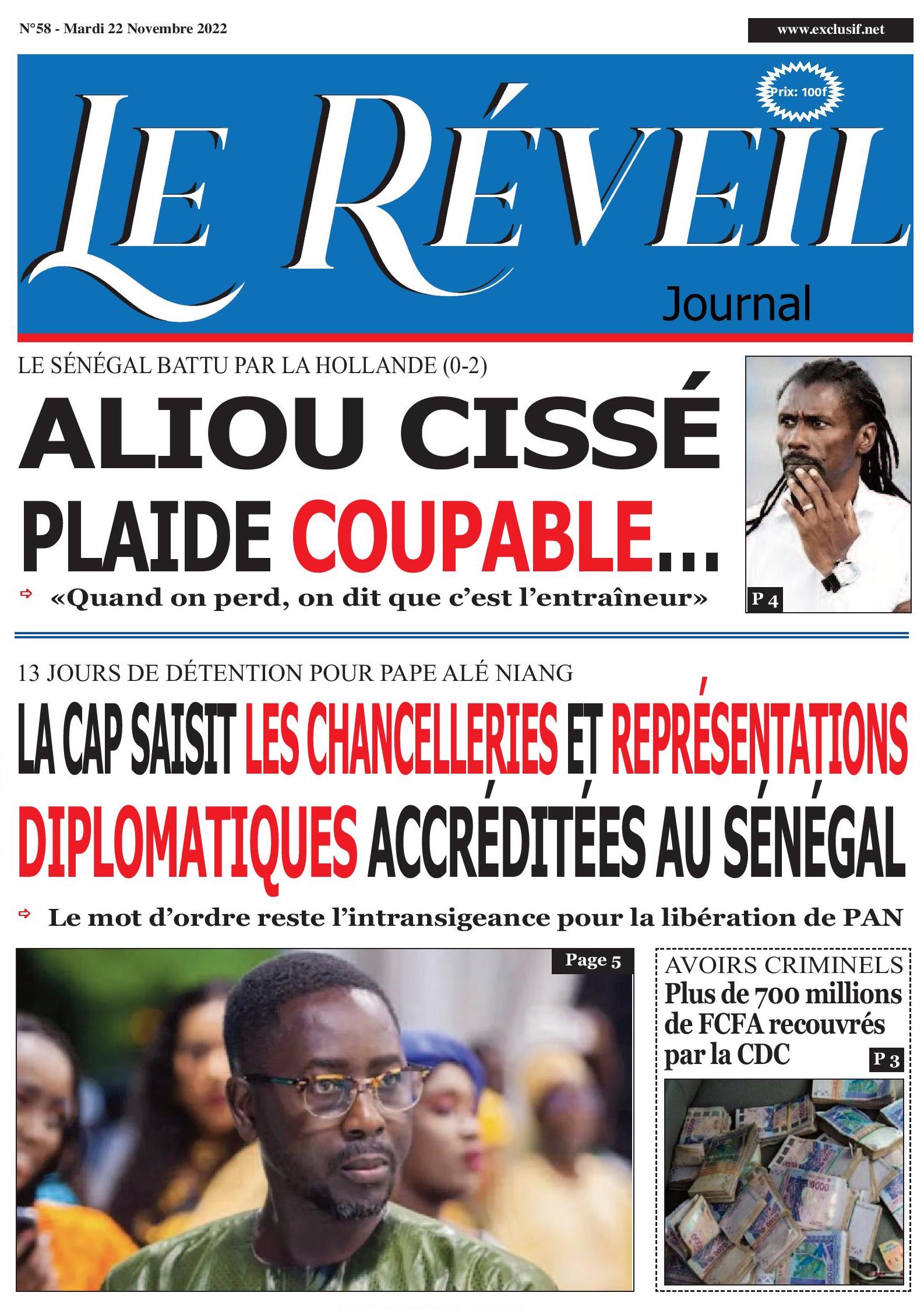 Le Quotidien "Le Réveil "du mardi 22 novembre 2022