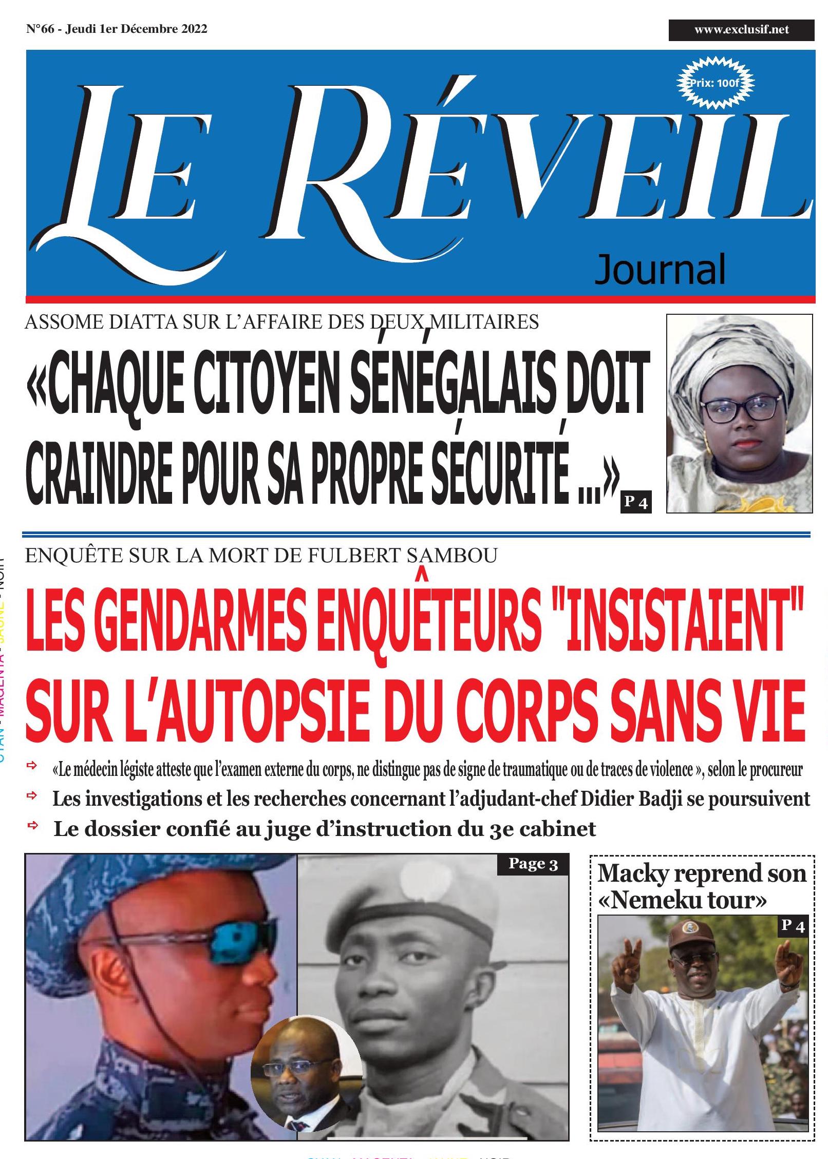 Le Quotidien "Le Réveil" du Jeudi 01 Décembre 2022