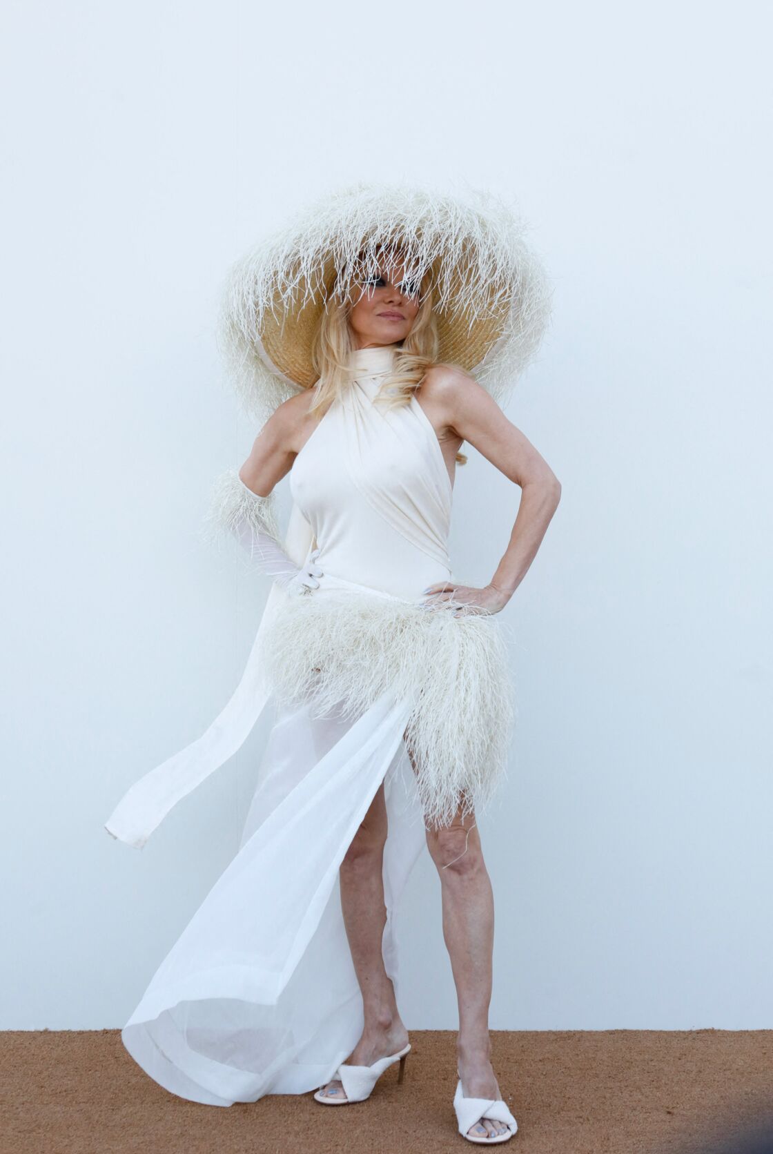 Pamela Anderson (55 ans) : en robe totalement transparente au défilé