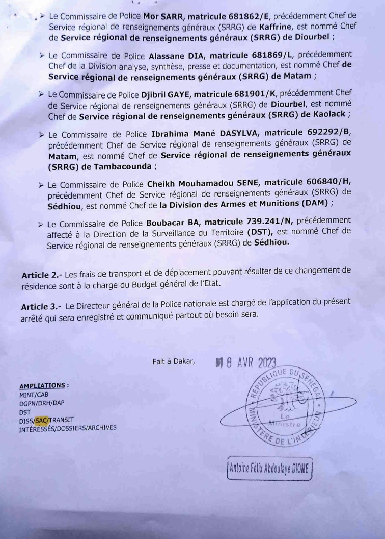 Antoine DIOME chamboule les Renseignements Généraux (DOCUMENTS)