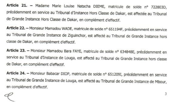  Le ministère de la Justice a opéré un vaste mouvement au sein du greffe (DOCUMENTS)
