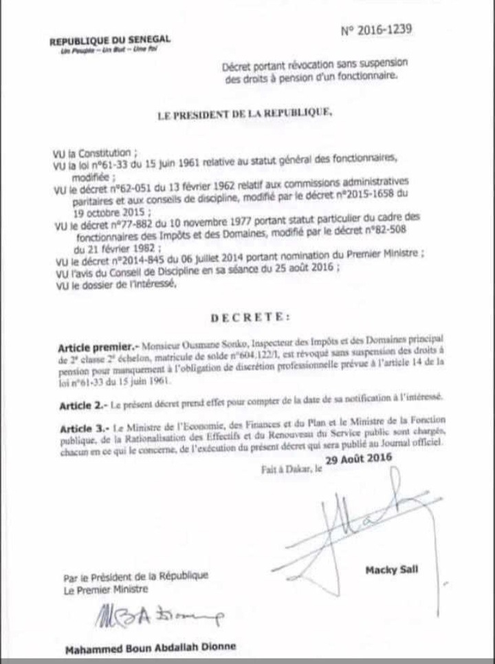 Il y a 7 ans, Macky Sall radiait Ousmane Sonko de la Fonction Publique