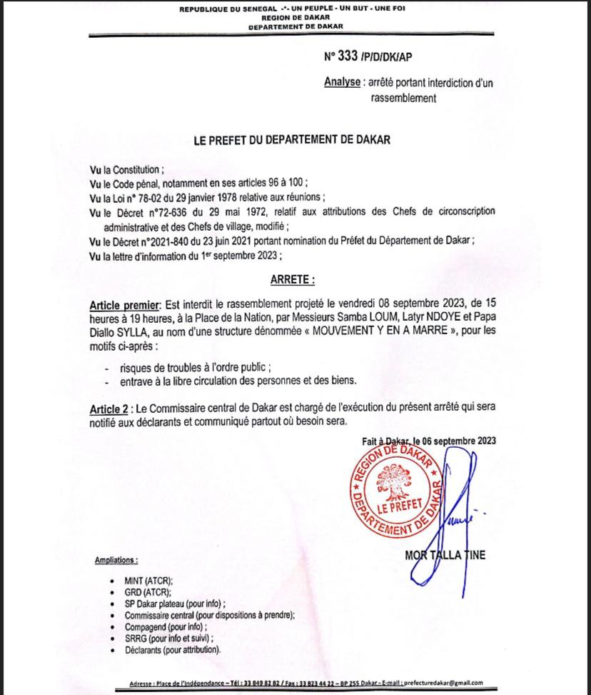 F24: Le préfet interdit la manifestation prévue ce vendredi