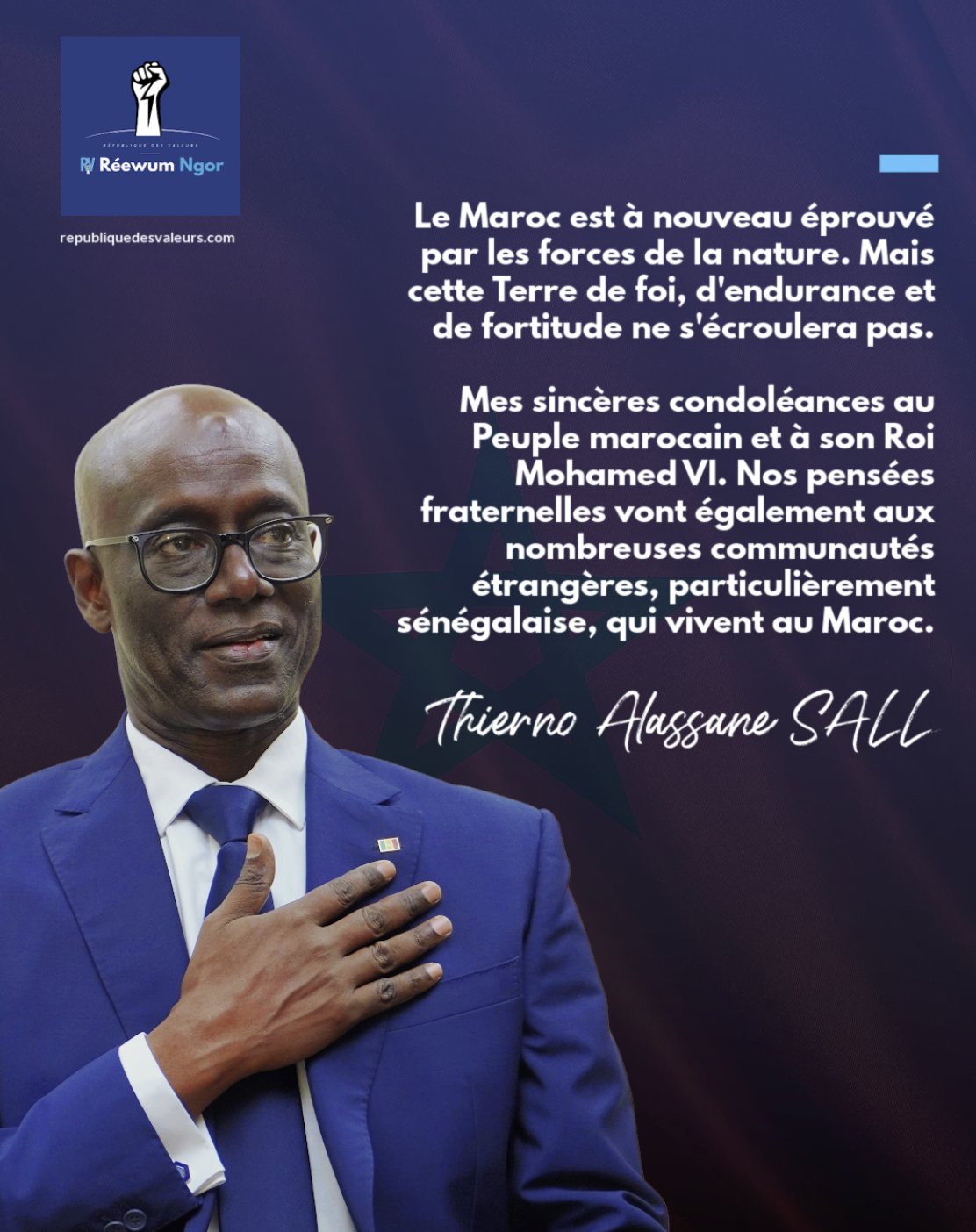 Séisme au Maroc : La réaction de Thierno Alassane Sall
