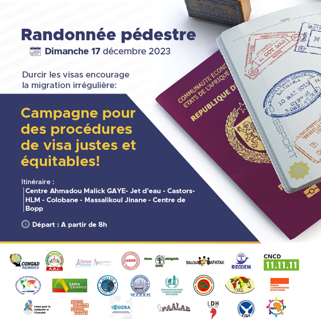  Procédures de visa justes et équitables :le collectif des organisations de la société civile sénégalaise organise une randonnée pédestre