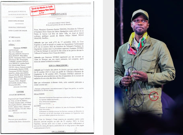 Listes électorales :  Le juge rend publique sa décision ordonnant la réintégration de Ousmane Sonko