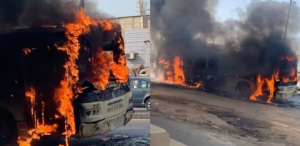 Thiaroye : Un bus de "Dakar Dem Dikk" prend feu