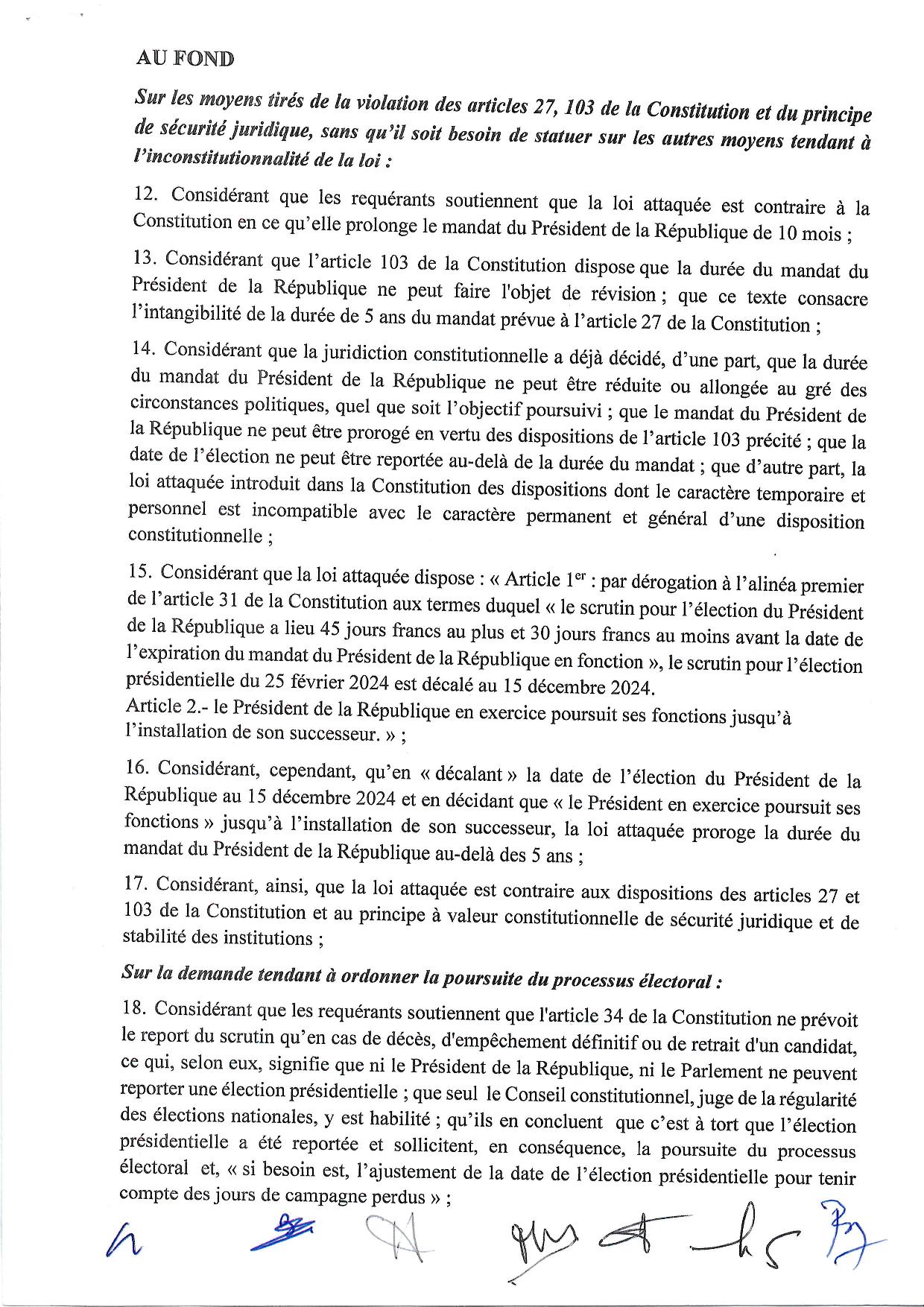 Le CC freine Macky : "Ni le Président de la République, ni le parlement ne peuvent reporter une élection présidentielle "