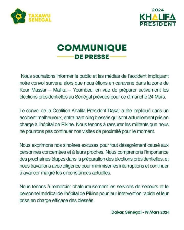 Malika-Keur Massar : La caravane du Directeur de Campagne de Khalifa Sall victime d'un accident