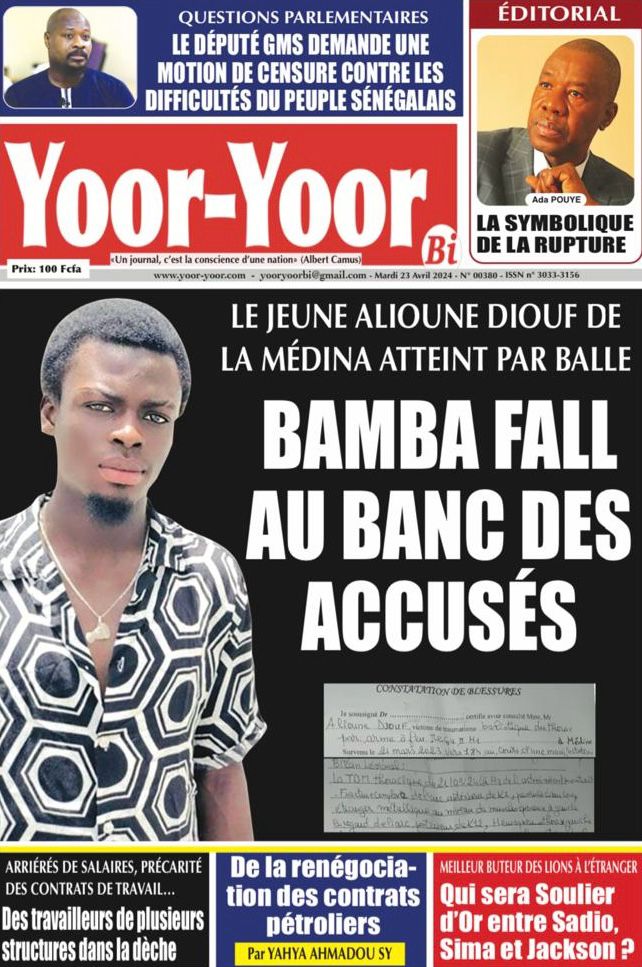 La Une du Journal le Réveil du Mardi 23 Avril 2024