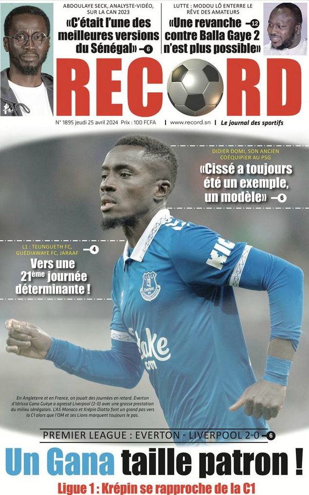 La Une du journal le Réveil du 25 Avril 2024