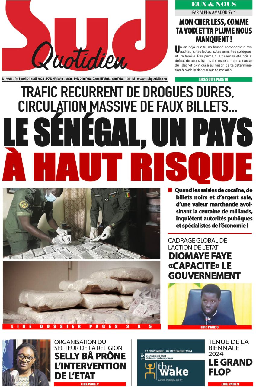 La Une du journal le réveil du Lundi 29 avril 2024