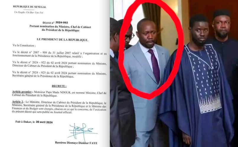 Présidence de la République : Papa Mada Ndour devient Ministre, Chef de Cabinet du Président FAYE