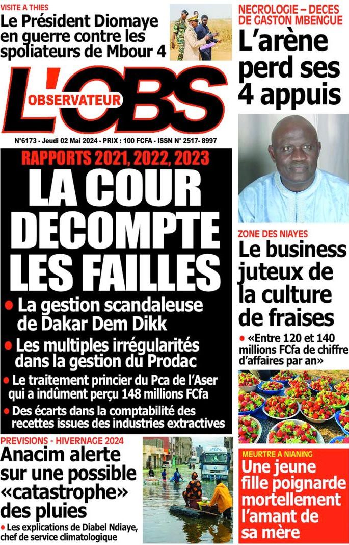 La Une du quotidien le Réveil du jeudi 02 mai 2024