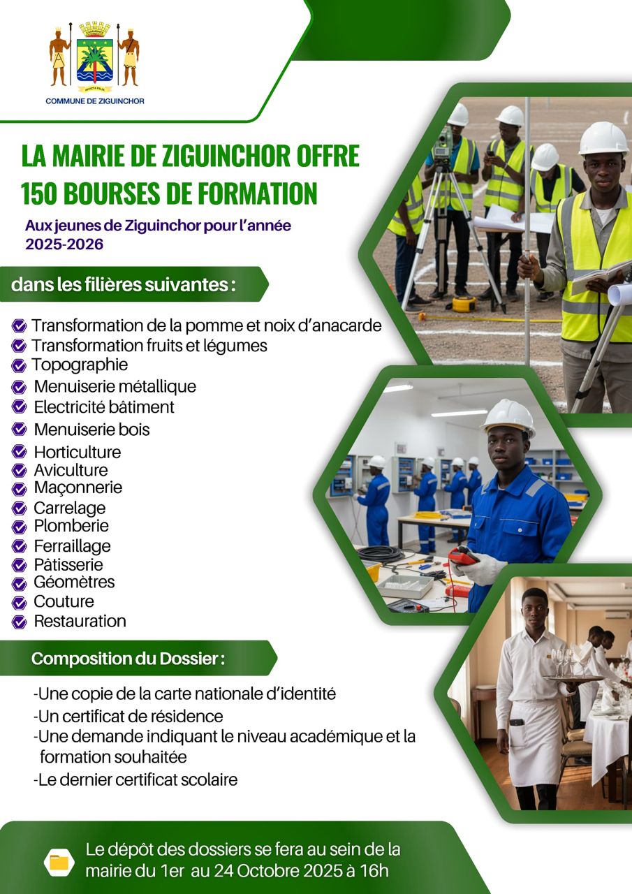 Ziguinchor : la mairie mise sur l’emploi des jeunes avec 150 bourses