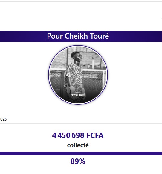  Cagnotte pour Cheikh Touré : plus de 4,3 millions Fcfa réunis en moins de 24 heures