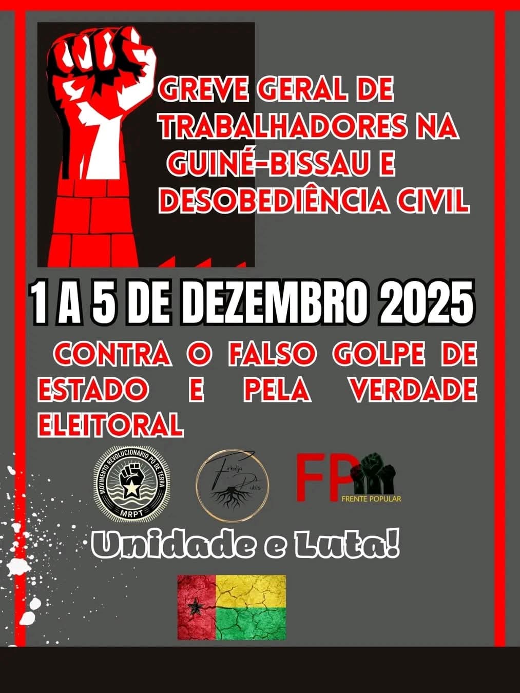 Guinée-Bissau : plusieurs organisations appellent à une grève générale du 1ᵉʳ au 5 décembre