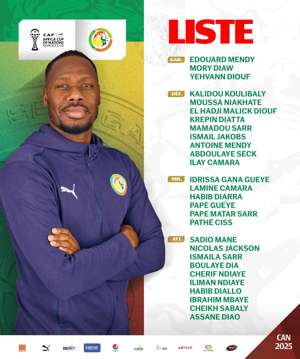 CAN 2025 : voici la liste des 28 Lions retenus par Pape Thiaw