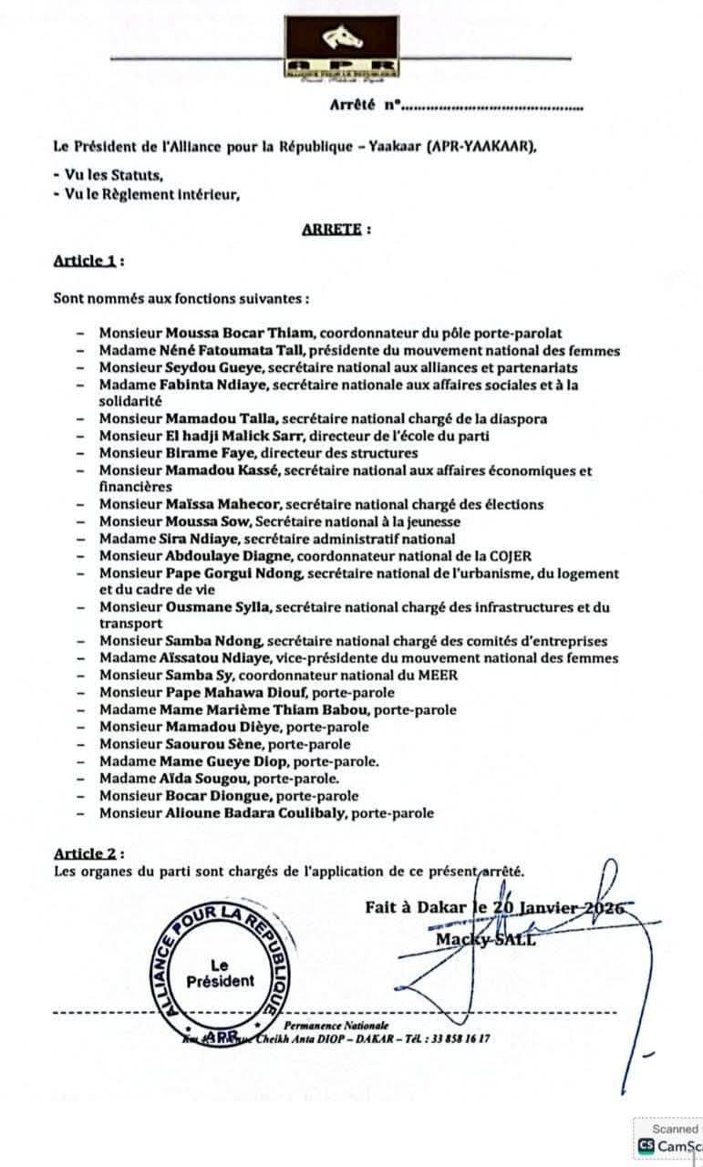 APR : Macky Sall opère de profonds changements dans la direction du parti