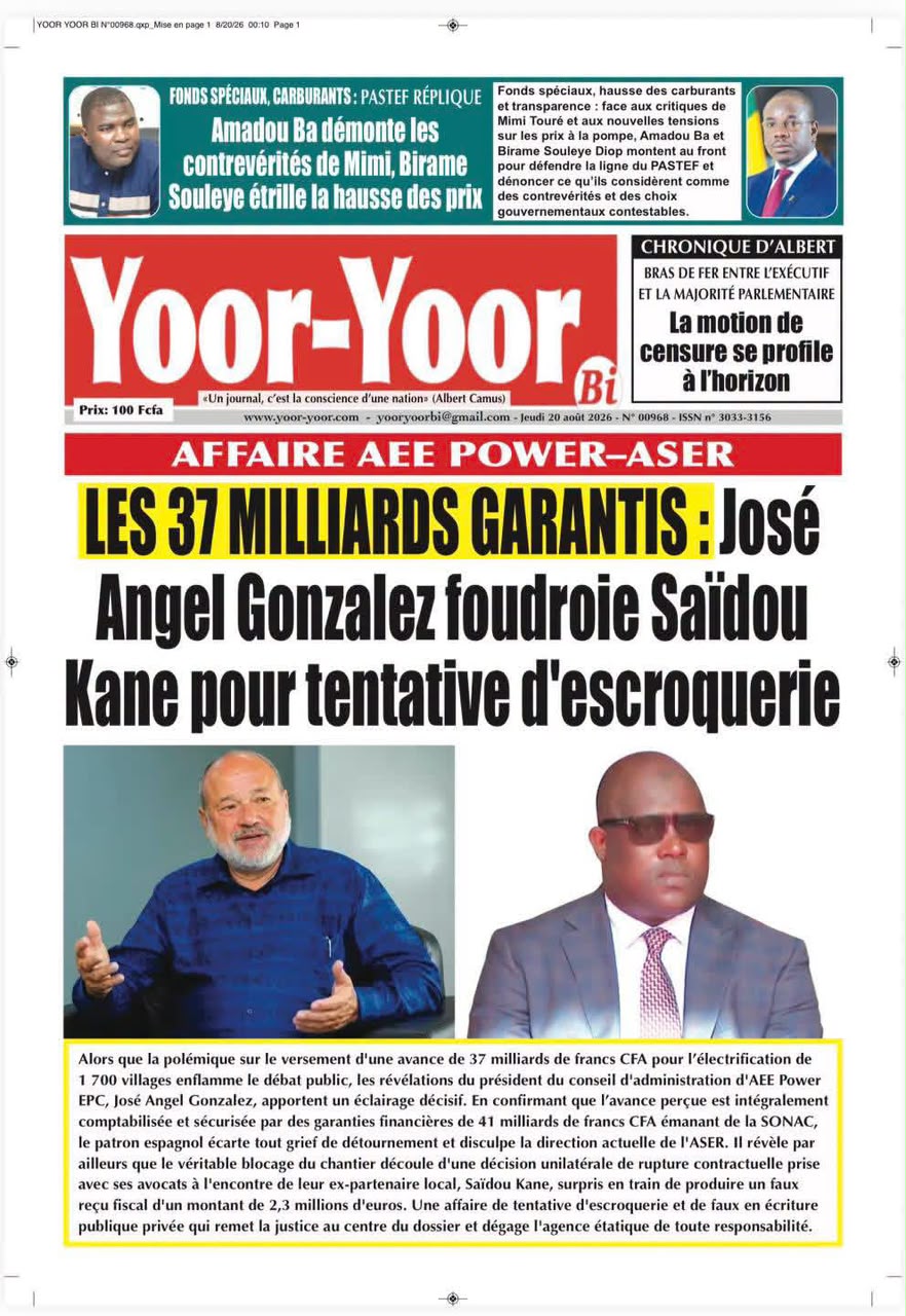 Affaire AEE Power-ASER : José Angel Gonzalez accuse Saïdou Kane de faux