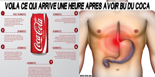 Voilà ce qui arrive à votre corps une heure après avoir bu du Coca (45 minutes est choquant)