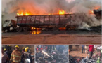 Gambie : Un camion transportant des pneus, des motos...a pris feu à hauteur de Birkama