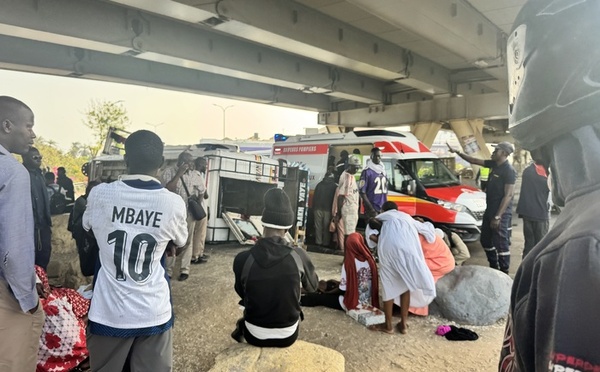  Pikine : un car « Ndiaga Ndiaye » se renverse au rond-point EDK, plusieurs blessés