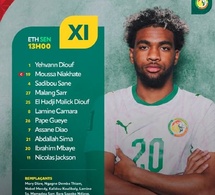 Sénégal–Éthiopie : le onze de départ des Lions